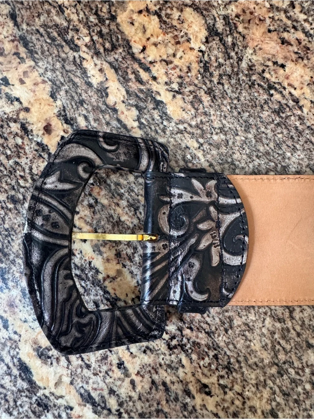 ETRO Milano Brand New Black Wide Embossed Leather Belt Size 75 / Women’s Small